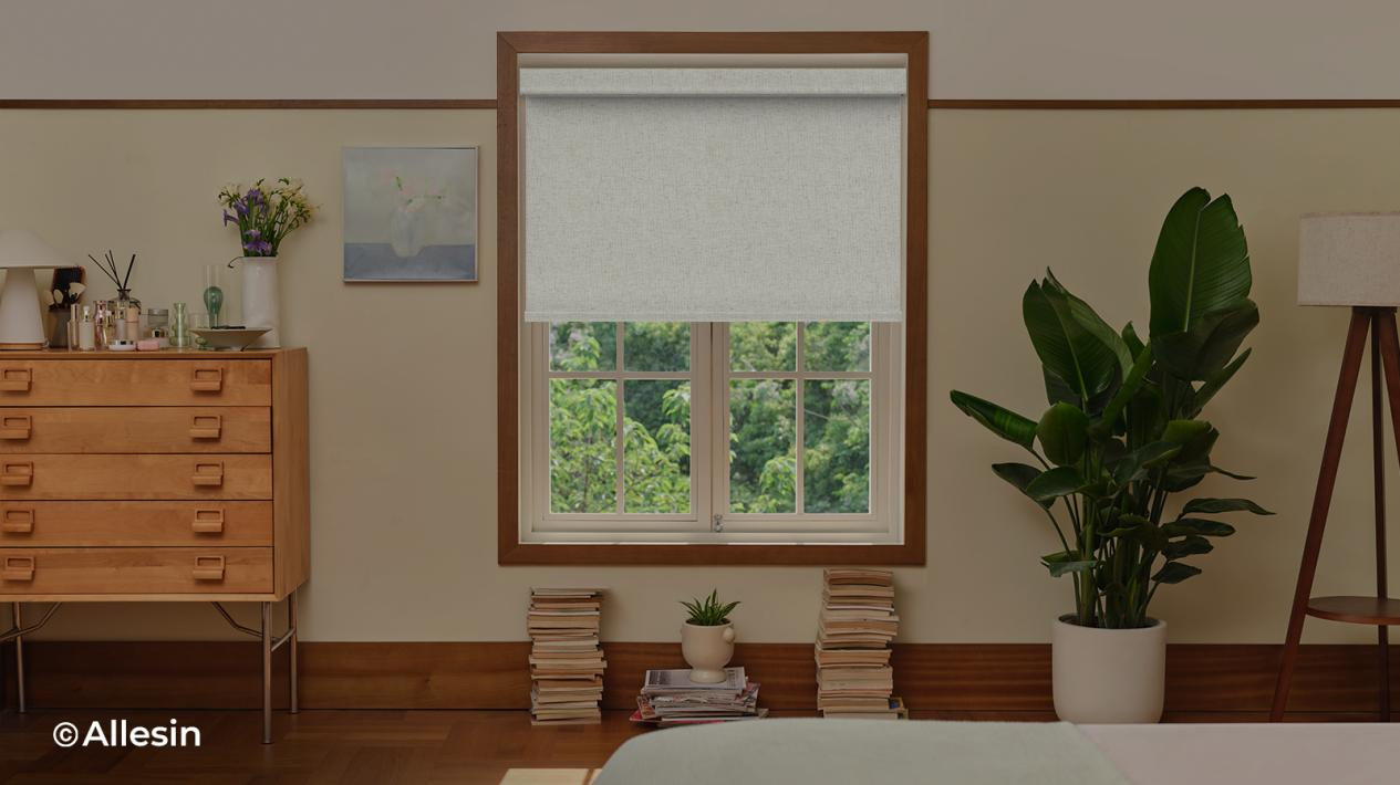 Siri Prestige Motorized Shades Allesin direka untuk digunakan di ruang tamu