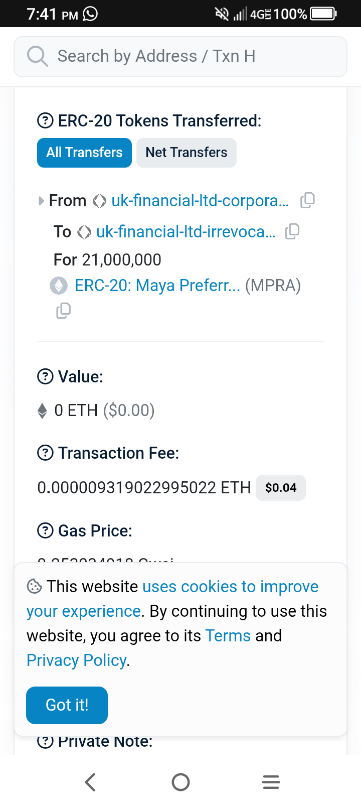 Etherscan Showing Proof That UK FINANCIAL LTD TRANSFERED THE TIKNS TO BACK MCAT WITH GOLD Etherscan Showing Proof That UK FINANCIAL LTD TRANSFERED THE TIKNS TO BACK MCAT WITH GOLD