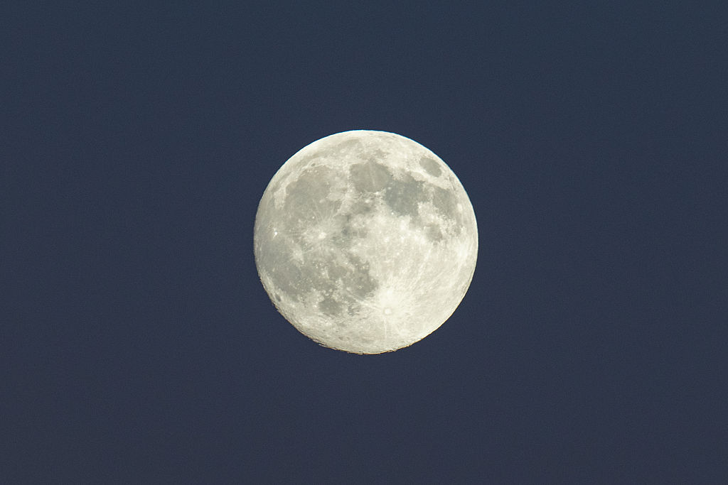 Harvest Full Moon Over Rocca Calascio, Italy