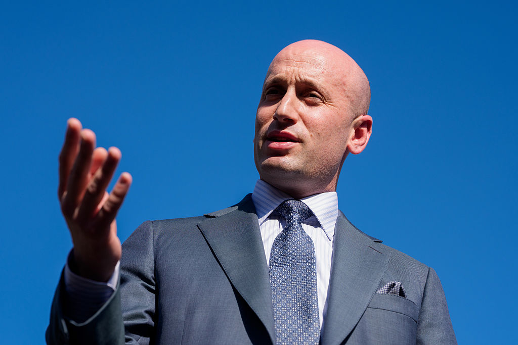 Stephen Miller, deputy White House chief of staff for policy, speaks to members of the media outside the White House in Washington, D.C., US, on Oct. 6, 2025.