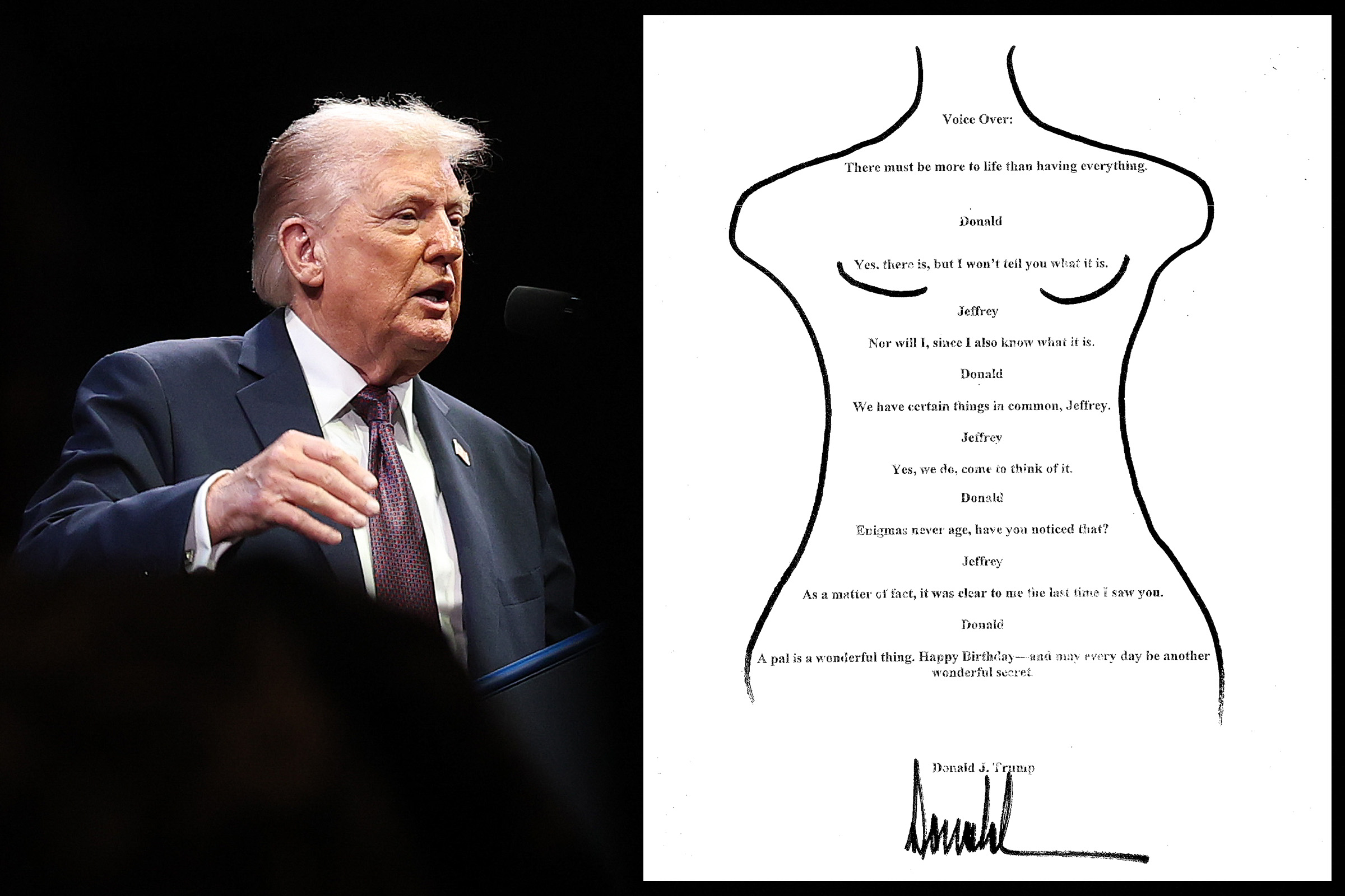 President Donald Trump’s alleged birthday note to Jeffrey Epstein.