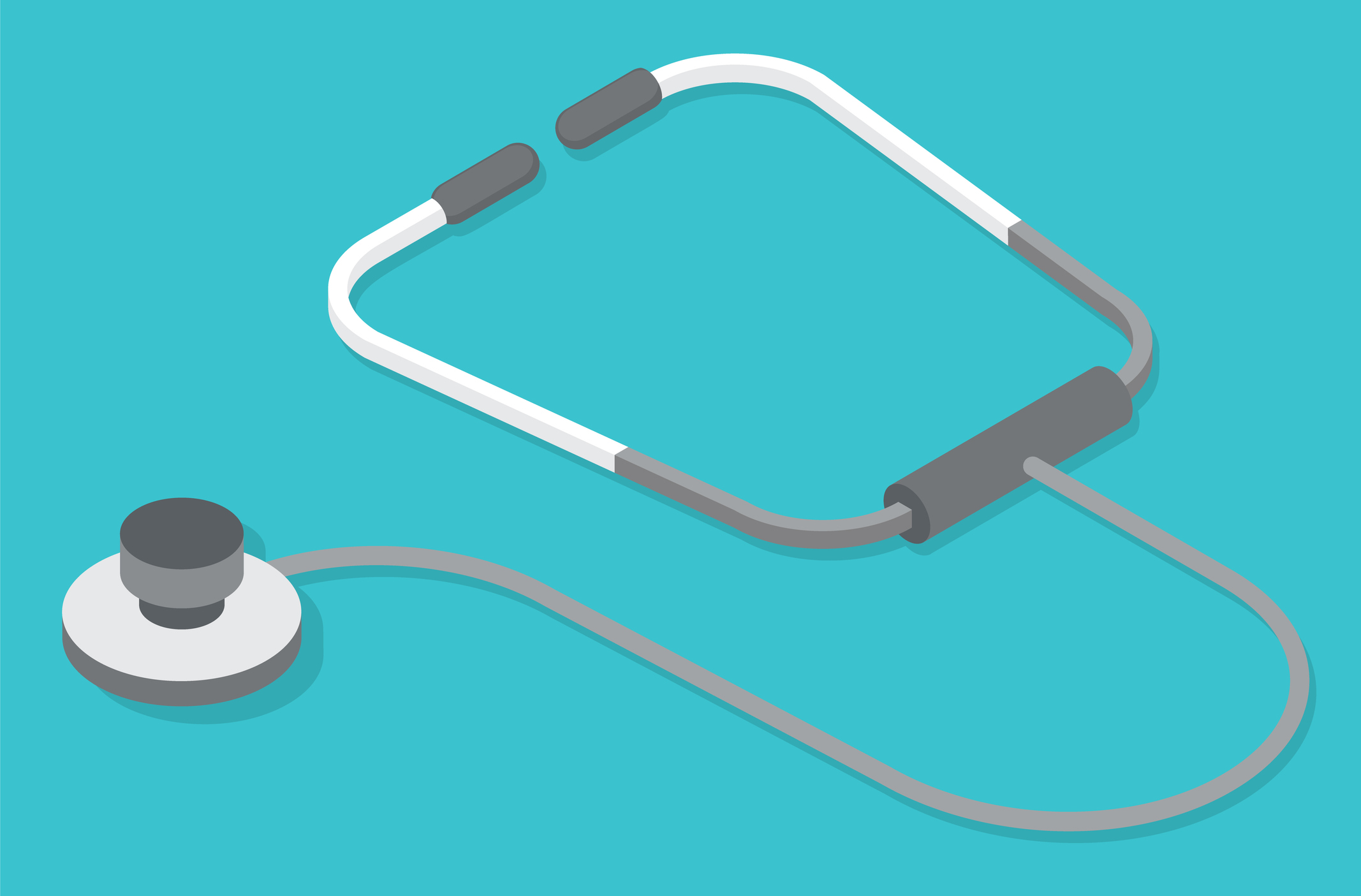 Vektordarstellung medizinischer Ausr&uuml;stung: Stethoskop. Diagnosewerkzeug f&uuml;r Ger&auml;usche, die vom Herzen kommen