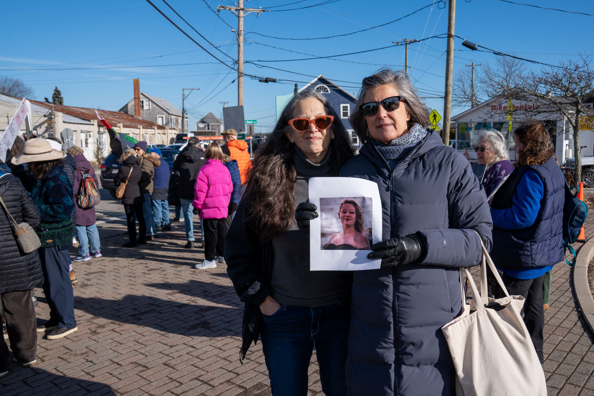 Batya Diamond and Lexi Ladd at No Kings Rally at Five Corners in Vineyard Haven, MA.